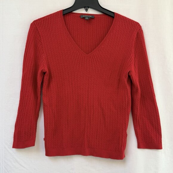 Lauren Ralph Lauren Sweaters - Lauren Ralph Lauren Knit Sweater Womens Large Red Fisherman Cable Knit Vintage